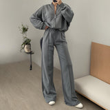 Fongt 2025 Round Neck Fashion Simple Atmospheric Jacket Jacket Casual Straight Trousers