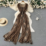Fongt Ins Goddess Temperament Square Collar Sleeveless Jumpsuit Summer New Waist Show Thin Loose Big Wide Leg Pants-Outfit