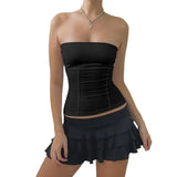 Fongt New 2024 Solid Color Head Sleeveless Open Shoulder Simple Casual Women's Strapless Top-Outfit