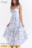 Floral Print Boho Dresses for Women 2023 Vintage Spaghetti Strap Bodycon Dress Elegant Party Evening Long Summer