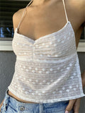 Floral White Crop Tops Fairycore 00s Retro Halter Camis Y2K Aesthetics Sexy Backless Mini Vest Summer Boho Beach Tank-Outfit