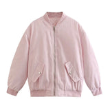 Simple Basic Zip Up Bomber Jacket-Outfit