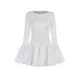 Fongt Autumn 2024 New Famous Style Style Musculiity Long-Sleeved Leafside Mini Dress