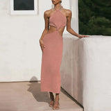 Vacation Outfits Knitted Halter Maxi