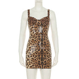 Leopard Print Sequined Mini Dress-Outfit