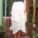 Leisure Lace Irregular Design Low-Waisted Skirt 2024 New Thin Style Full-Length