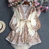 Collar Long-Sleeved Dress-Outfit
