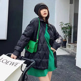 Station White Duck Down Shirt Down Jacket Female 2024 New Pressure Glue Thin Style Loose Autumn And Winter Lapel Coat-Outfit