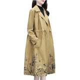 Brand New Women Trench Coat Long Double-Breasted Belt Blue Khaki Lady Clothes Autumn Spring Outerwear Oversize