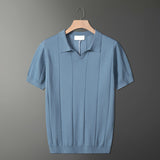 Fongt Fashion Knitted T-Shirt Men's Summer Niche Breathable Short-Sleeved POLO Shirt Korean Version Of Loose Half-Sleeved Top
