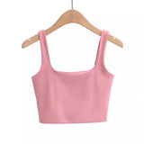 Fongt Temperament Sexy Back Double Small Vest Summer Women's New Pure Color Versatile Short Sleeveless Jacket-Outfit