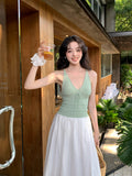 Fongt Xixi 2025 Spring And Summer New Golden Wind Pure Temperament With Knitted Bottom Slings Vest Women 25133