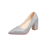 Fongt And Summer Korean Version Of Thick Heel Single Shoes Net Red Sexy Professional High Heels Gentle Style Dress 35-43