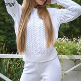 Autumn and Winter Knitted Two-piece Casual Fried Dough Twist Pullover Set Long Sleeve Top Thick Sweaters Women