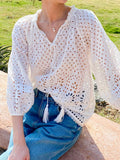 Fongt Spring And Summer New Famous Fengfeng South French Vacation Embroidery Shirt Women's Summer French White Shirt Women's