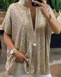 Sequins V-neck Sleeve Sequin Deep