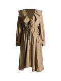 Fongt Female Senior Sense Long Summer 2024 New Casual Rope V Collar Women's Small Long Coat-Outfit