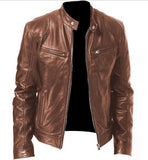 Fongt Business Gentleman Warm Zipper Open Shirt Pocket Decoration PU Leather Jacket Collar Collar Zipper Leather