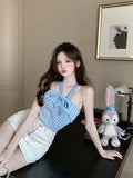 Fongt Girls Wearing Bows Hanging Neck Vest Women Summer New Wear Sexy Pure Lust Wind Sleeveless Top