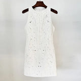 Fongt Spring And Summer New Star Temperament Fashion Heavy Industry Nails Set With Sleeveless Vest Dress