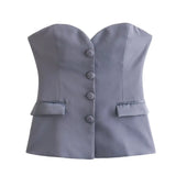 Fongt Women's Clothing 2025 Spring New Sexy 4 Color Tight Single-Breasted Breast Small Vest + Short Skirt Set