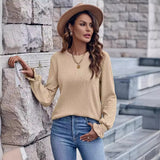 Fongt Hot Selling New Women's Wear 2024 Round Collar Solid Color Casual Loose Women's Top-Outfit