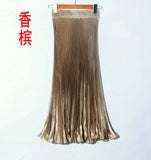 Fongt Luster Polyester Pressure Folded Half Skirt Original Single Long Skirt Silk Clear Silk #8035
