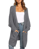 Fongt And Winter Hot Style Lady Solid Color Long Sleeve Pocket Loose Cardigan Knit Sweater