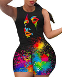 Fongt Summer New Women's Two-Piece Round-Neck Shorts Vest Suit For