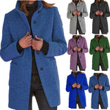 Fongt Autumn And Winter Women's New Ebay Retro Solid Color Button Collar Hair