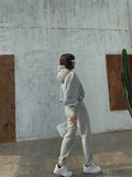 Basic Solid Hooded Tracksuit Set-Outfit