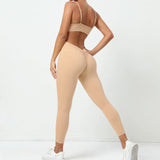 Fongt Tight And Breathable Yoga Exercise Jumpsuit With Wrinkled And Hip Integrated Quick-Drying Fitness Yoga Pants-Outfit
