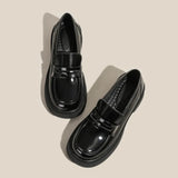 Fongt New Shallow Mouth British Style Student Single Shoes Korean Version Of College Style Happy Shoes With Skirt Small Leather Shoes