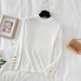 Thick Pullovers Khaki Casual Button O-neck Chic