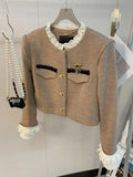 Street French Elegant Small Fragrance Short Jacket For Women Fall Winter Korean Fashion Fried Street Coats Sweet