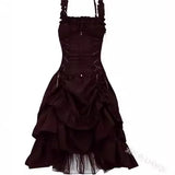 Fongt Lolita COS Gothic Slimming Irregular Design Strap Corset Dress