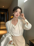 Fongt Not To Return] Xiu Xixi 13 Lines Of Spring Commuting Shirt Women Long Sleeve Top 89243