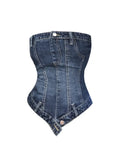 Women's Denim Crop Top Vintage Y2k Summer Strapless Camisole Fashion Streetwear Casual Tube Top Female Sexy Off Shoulder