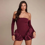 Fongt Women's Clothing Sexy Perspective High Open Fork And Bare Back Sling Dress