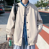 New College Jacket Coat Men Bomber Jackets Raglan Sleeves Regular Fit Korean Autumn Clothing Windbreaker White Khaki
