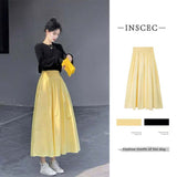 Fongt New Summer Pear-Shaped Body Folds Tight Waist Thin A Skirt Hanging Small Design Half-Body Skirt