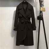 Spring Windbreaker Autumn Trench Coat Women Adjustable Waist Slim Solid Black Coat White Long Trench Coats Female