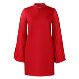 Fongt New Temperament Fashion Horn Sleeve Pressure Folding Loose A Dress African Dress