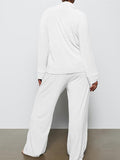 Long Sleeve Button Down Ribbed Knit Pajamas Set-Outfit