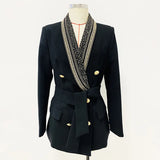 Fongt Fashion Star New Hot Metal Sheet Belt Green Fruit Collar Long Blazer