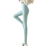 Winter Thick Warm Leggings Candy Color Stretch Fall Fleece Soft Fleece Lined Thermal Pants Fitness Sport