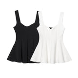 Fongt Women's Explosive Short Skirt-Style Helid Top + Flare-Dants Suit