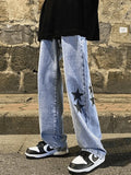 Men's Washed Vintage Star Straight Leg Jeans-Outfit