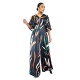 Temperament Women's Fashion Jumpsuit Printed Loose Shoulder Drape Wide Leg Trousers Printed Jumpsuit-Outfit