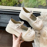 Fongt Small Fragrant Pine Cake Mary Jane Single Shoes Women 2025 Spring And Summer New Thick Sole With Skirt Pearl Jk Small Leather Shoes
